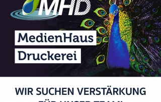 MHD-Stellenanzeige mit Pfau: „Wir suchen Verstärkung für unser Team!“