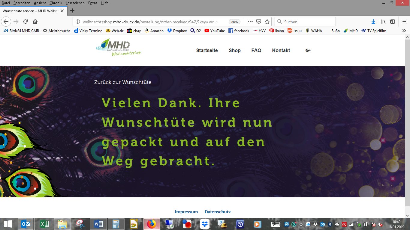 Bestätigung: Wunschgeschenk wird gepackt und verschickt