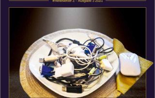 Titelbild des Newsletters „Druckverkostung“ mit Kabeln auf einem Teller serviert